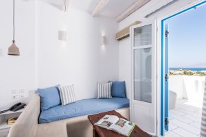 DELUXE DOUBLE ROOM: Double bed or two twins beds, with balconies in second floor with pool and sea view.